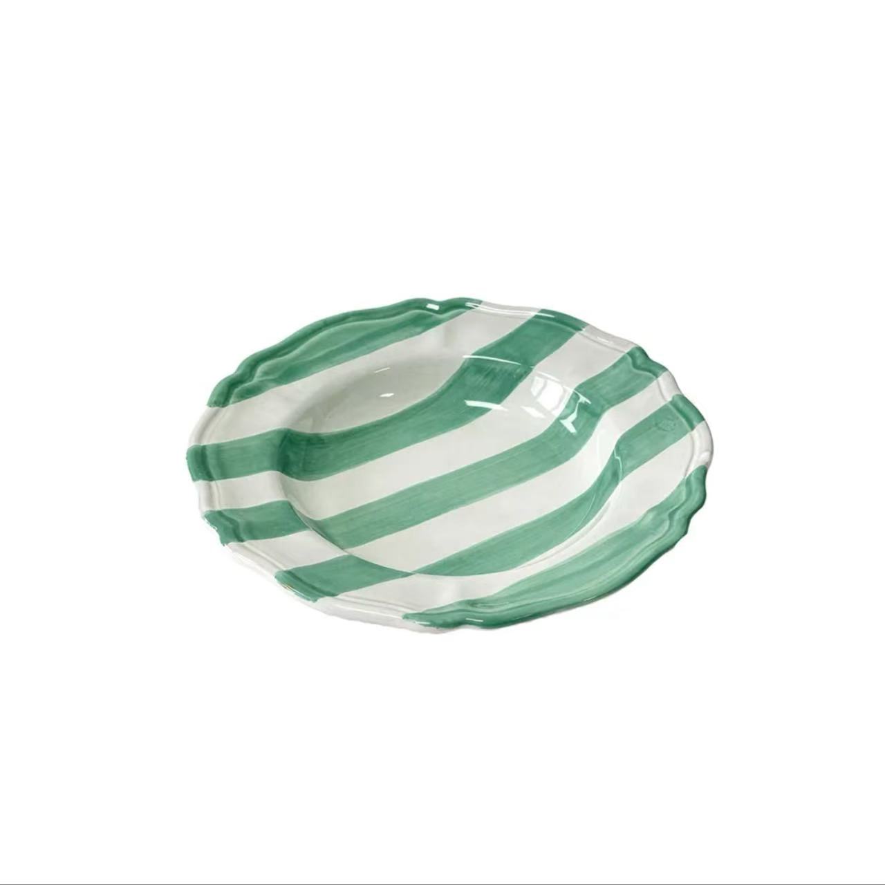 Green striped porcelain bowl - Mediterranean series